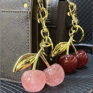 Cherry Crystal Fashion Pendant Key Chain Bag Charm.  NEW!